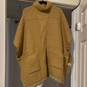 Easel Golden Yellow Knit Poncho